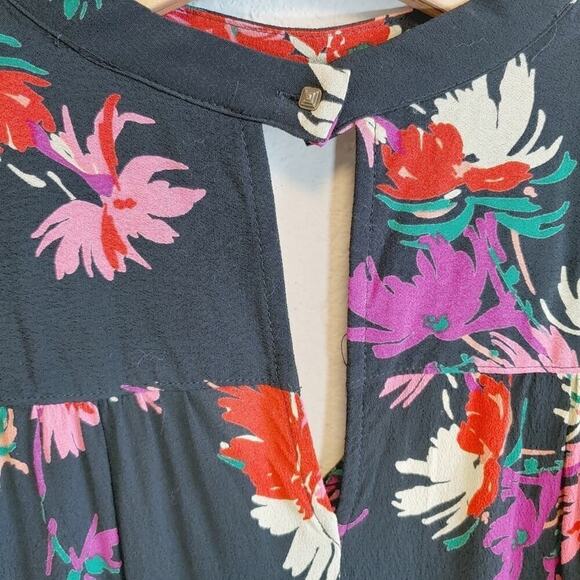Maeve Anthropologie Floral Short Sleeve Blouse Sz XS - Picture 7 of 9
